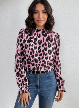 Camasa cu imprimeu leopard roz