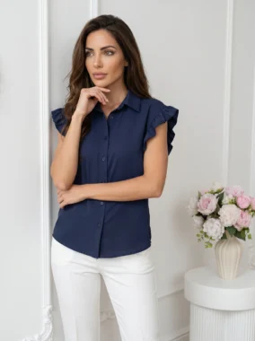 Camasa cu volane delicate la umeri