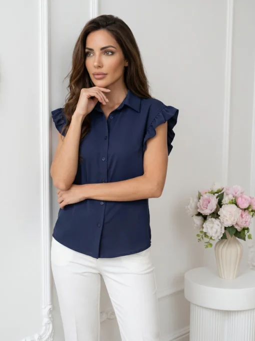 Camasa cu volane delicate la umeri