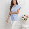 camasa-din-bumbac-cu-nod-frontal-si-maneci-scurte-cu-manseta