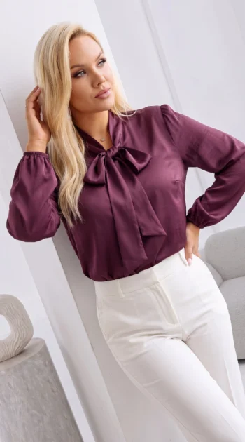 camasa-din-satin-cu-funda-la-guler-si-maneca-lunga