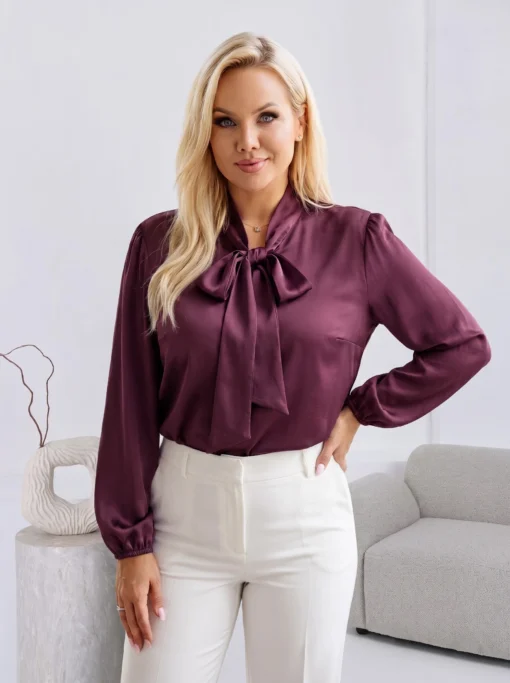 camasa-din-satin-cu-funda-la-guler-si-maneca-lunga
