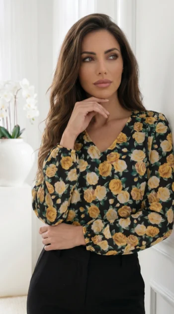 camasa-eleganta-cu-imprimeu-floral-si-decolteu-in-v