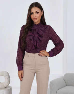 Camasa eleganta din dantela cu guler victorian