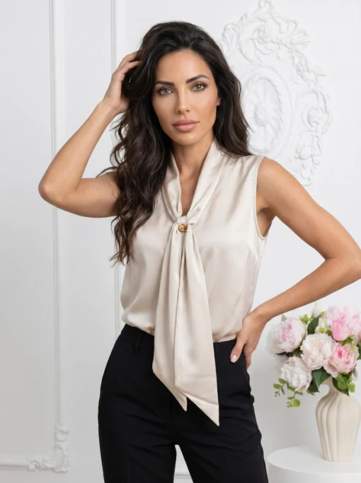 camasa-eleganta-din-satin-cu-decolteu-in-v-si-esarfa