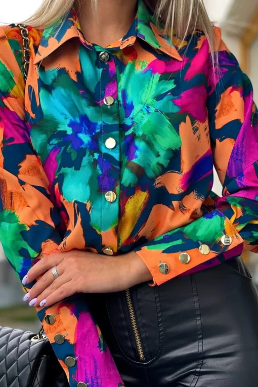 camasa-eleganta-multicolora-cu-model-abstract-si-nasturi-aurii