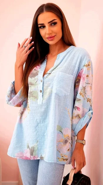 camasa-lejera-bleu-din-bumbac-cu-imprimeu-floral-pastelat