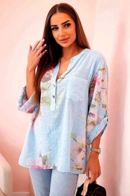 camasa-lejera-bleu-din-bumbac-cu-imprimeu-floral-pastelat