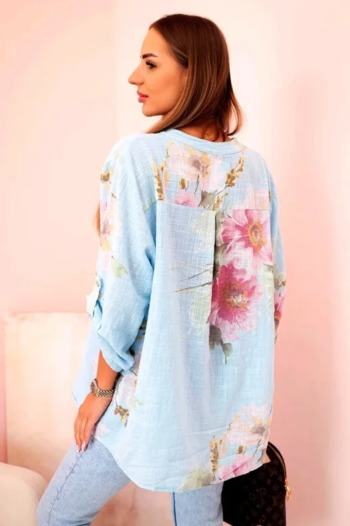 camasa-lejera-bleu-din-bumbac-cu-imprimeu-floral-pastelat