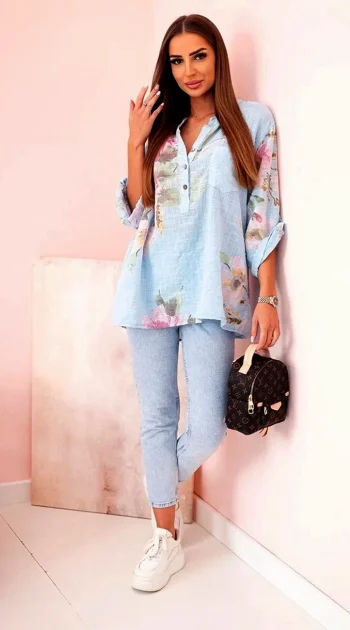 camasa-lejera-bleu-din-bumbac-cu-imprimeu-floral-pastelat