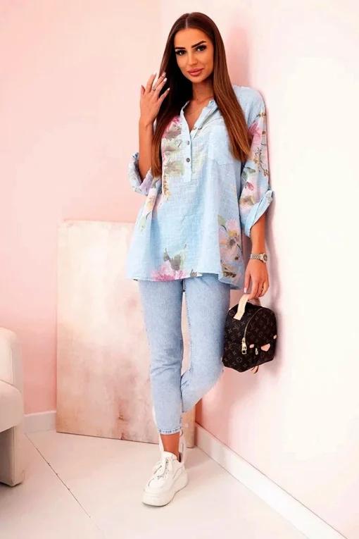 camasa-lejera-bleu-din-bumbac-cu-imprimeu-floral-pastelat