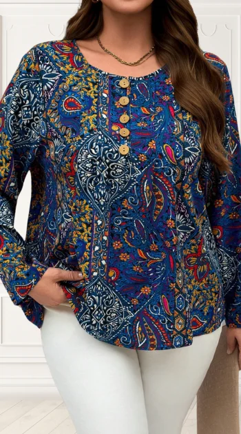 camasa-marime-mare-bleumarin-cu-imprimeu-multicolor