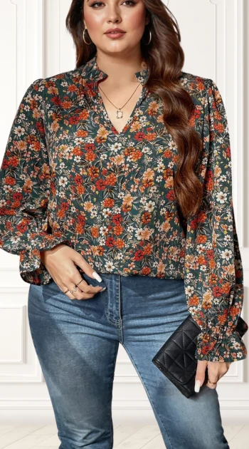 camasa-marime-mare-cu-imprimeu-floral-si-decolteu