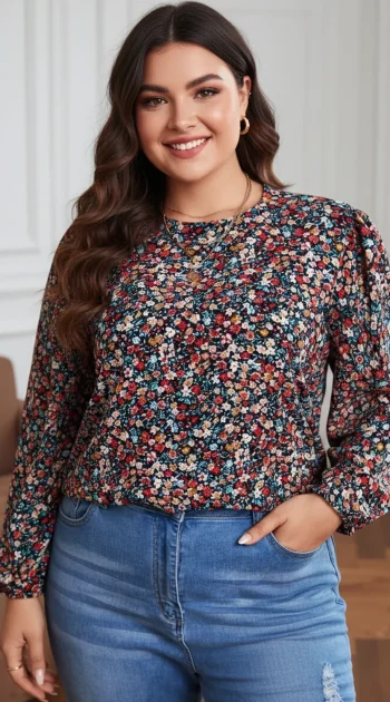camasa-marime-mare-inflorata-cu-maneci-lungi-bufante