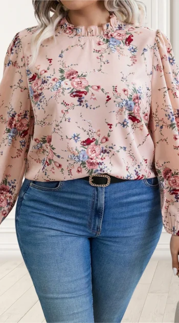camasa-marime-mare-roz-pastel-cu-imprimeu-floral