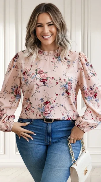camasa-marime-mare-roz-pastel-cu-imprimeu-floral