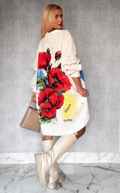 Camasa oversized asimetrica cu imprimeu floral