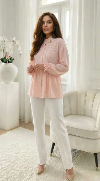 camasa-roz-somon-eleganta-cu-brosa-aurie