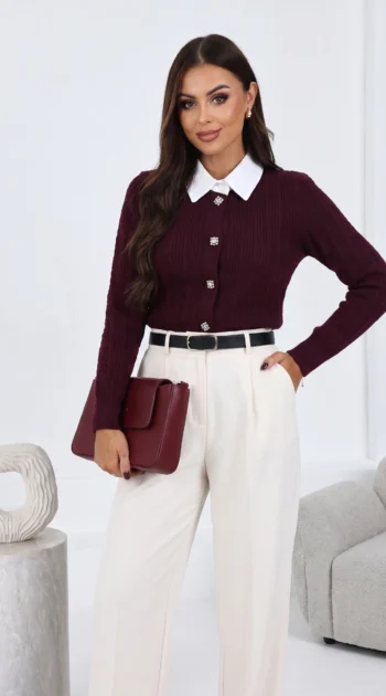 cardigan-din-tricot-cu-guler-alb-si-nasturi-stralucitori