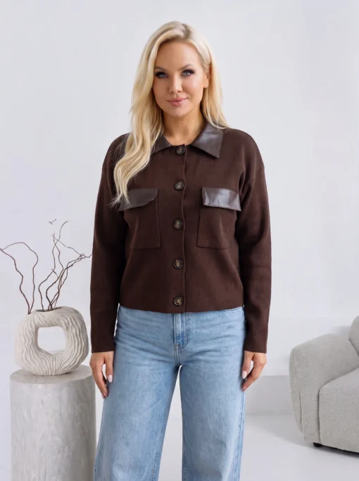 cardigan-din-tricot-cu-guler-si-buzunare-din-piele-ecologica