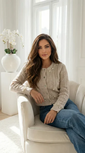 cardigan-elegant-bej-cu-nasturi-si-aplicatii-perle