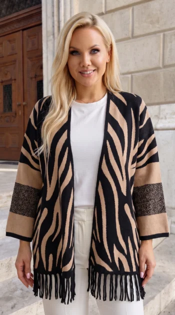 cardigan-elegant-din-tricot-cu-imprimeu-zebra-si-franjuri