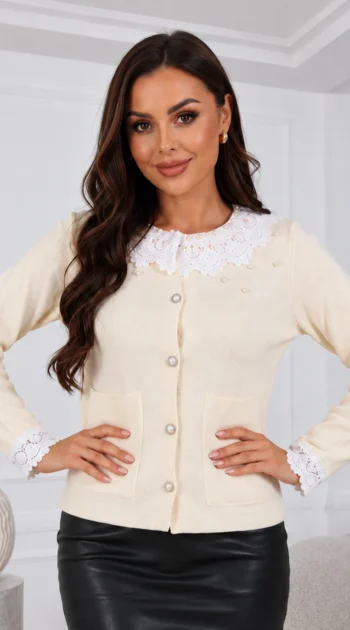 cardigan-elegant-din-tricot-fin-cu-guler-din-dantela-si-perle