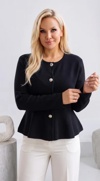 cardigan-elegant-din-tricot-fin-cu-peplum-si-nasturi-metalici