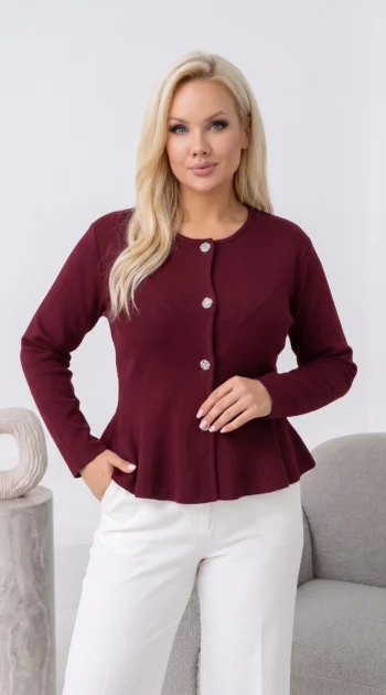 cardigan-elegant-din-tricot-fin-cu-peplum-si-nasturi-metalici