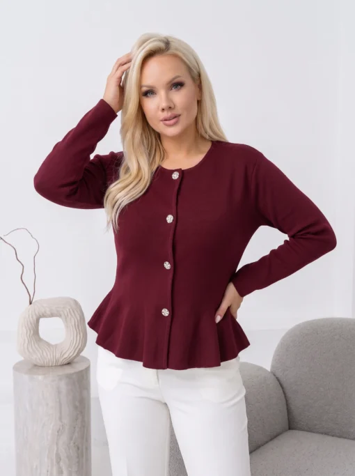 cardigan-elegant-din-tricot-fin-cu-peplum-si-nasturi-metalici