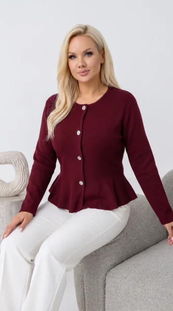 cardigan-elegant-din-tricot-fin-cu-peplum-si-nasturi-metalici