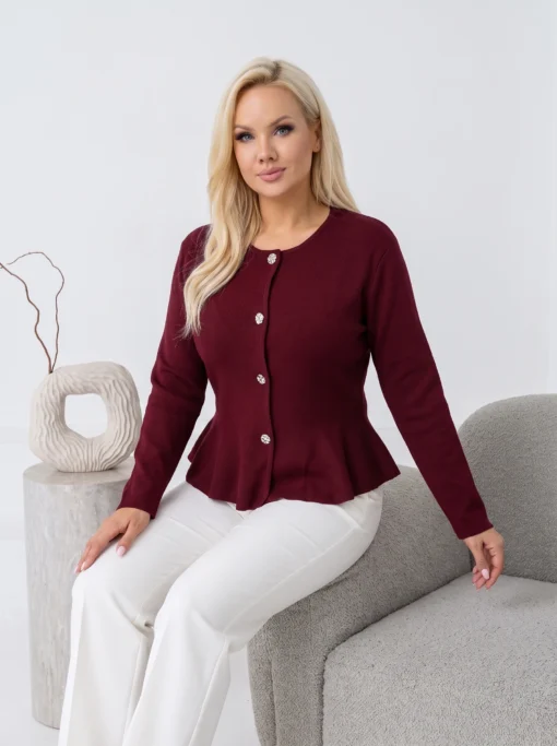 cardigan-elegant-din-tricot-fin-cu-peplum-si-nasturi-metalici