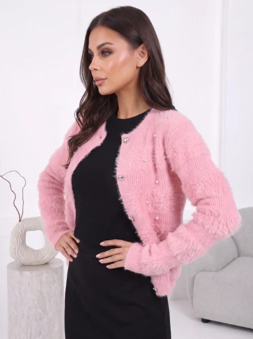 cardigan-elegant-din-tricot-pufos-cu-perle