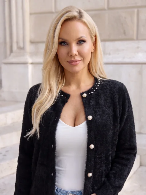 cardigan-elegant-din-tricot-pufos-cu-perle