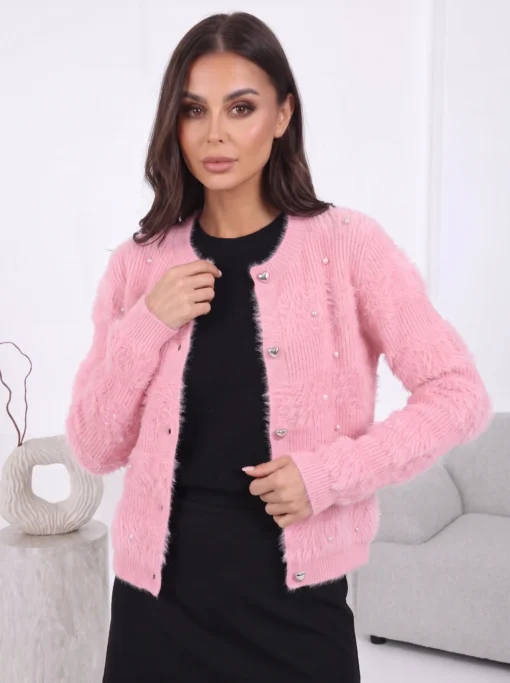 cardigan-elegant-din-tricot-pufos-cu-perle