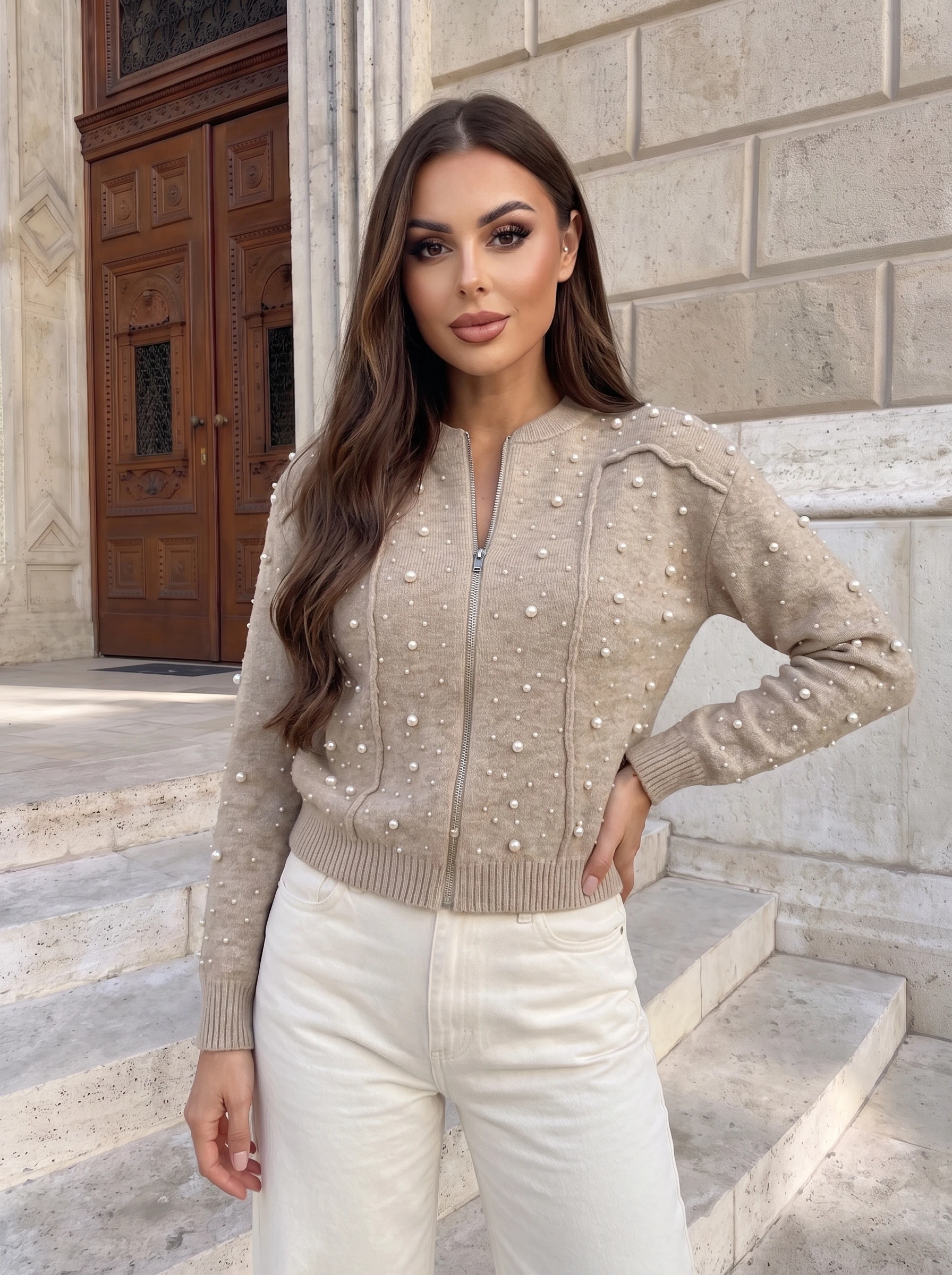 Cardigan elegant fango cu fermoa...