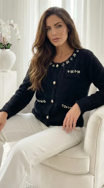 cardigan-elegant-negru-cu-nasturi-si-aplicatii-perle