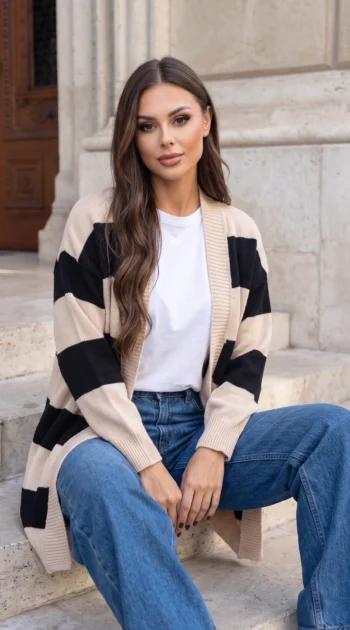 cardigan-lung-din-tricot-fin-cu-dungi-late-contrastante