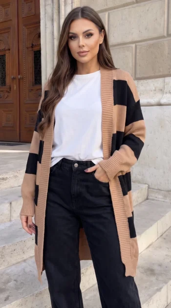 cardigan-lung-din-tricot-fin-cu-dungi-late-contrastante