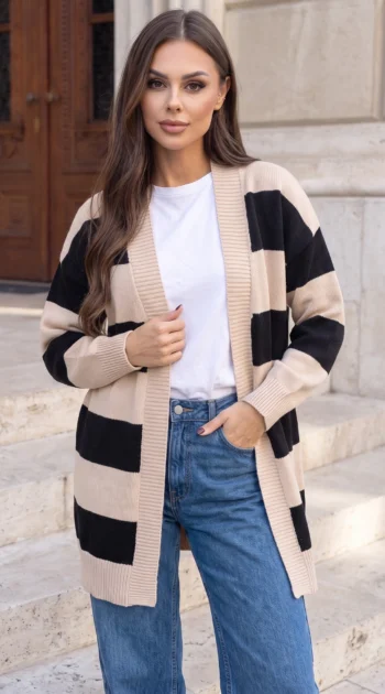 cardigan-lung-din-tricot-fin-cu-dungi-late-contrastante