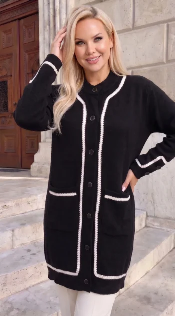 cardigan-lung-elegant-din-tricot-fin-cu-paspoal-contrastant