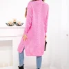 cardigan-roz-lung-tricotat-cu-model-impletit