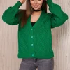 cardigan-verde-cu-nasturi-si-model-impletit