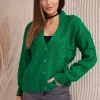 cardigan-verde-cu-nasturi-si-model-impletit