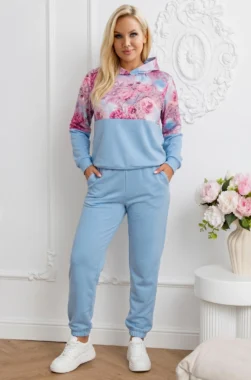Compleu albastru din vascoza cu imprimeu floral