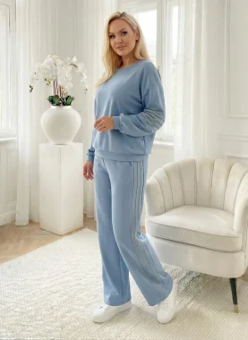 Compleu bleu din vascoza cu detalii aurii