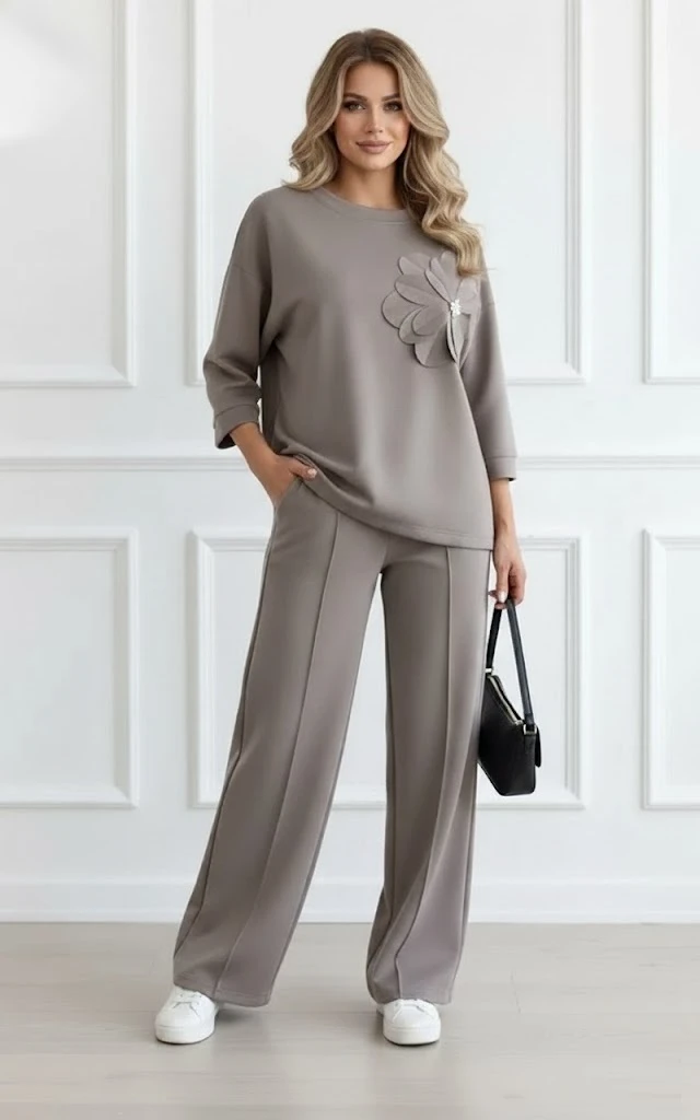 Compleu dama bej elegant cu floa... - 2 | YEO