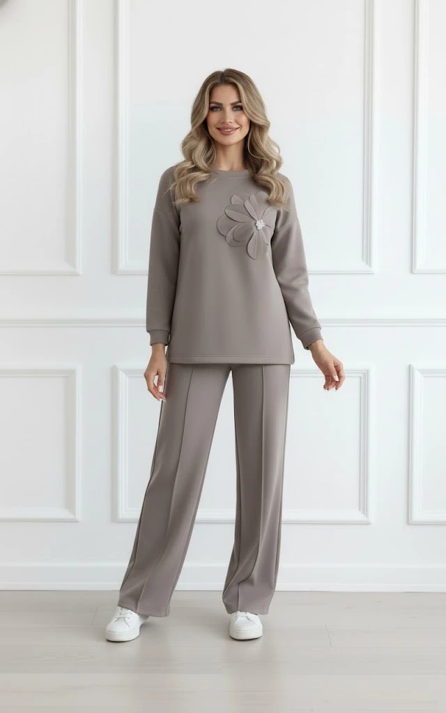 Compleu dama bej elegant cu floa... - 1 | YEO