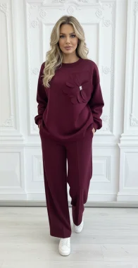 Compleu bordo elegant cu floare 3D marime mare