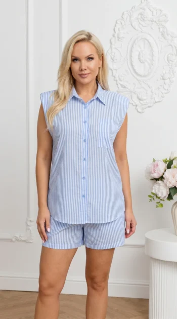 compleu-dama-din-bumbac-in-dungi-format-din-camasa-fara-maneci-si-pantaloni-scurti